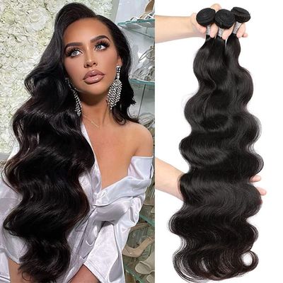 10A Brazilian Body Wave Bundles 28 30 32 Inch Human Hair Bundles 100% Unprocessed Virgin Hair Body Wave 3 Weave Bundles Deals Human Hair 1B Natural Black