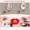 Makeup Mirror with Light, 8" Round Rose Gold Shaving Mirror Wall-Mounted Magnifying Mirror Double Sided Extendable Mirror Premium Vanity Mirror with Touch Switch, USB Charging ( Color : 8in 10x ) view 4
