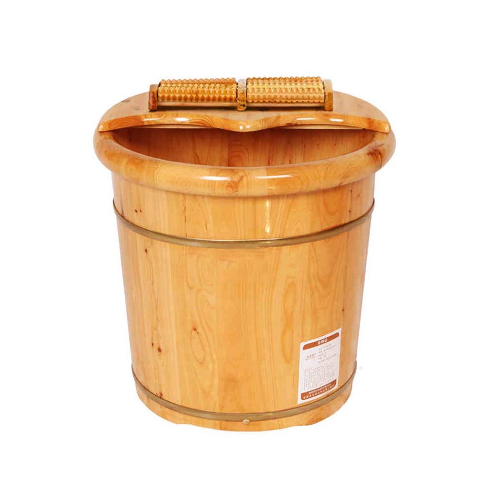 Pedicure Foot Soak FootbathCedar Solid Wood Foot Bath Barrel, Foot Tub for Soaking Feet Massager Smooth and Delicate Pedicure Barrels with Lid Foot Spa Household Wash Ba