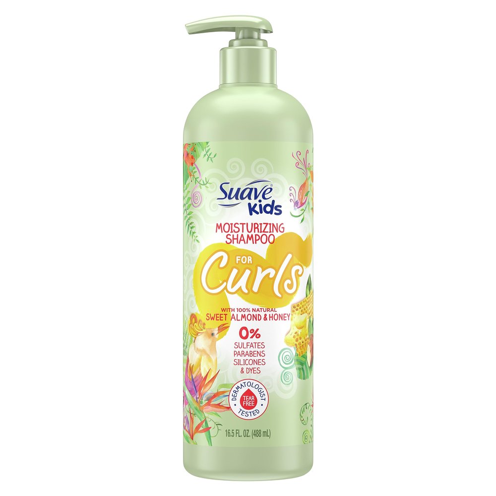 Suave Kids Naturals Curl Shampoo, Moisturizing Shampoo for Kids Curls, Sweet Almond & Honey, Dermatologist Tested, Tear-Free, 16.5 oz