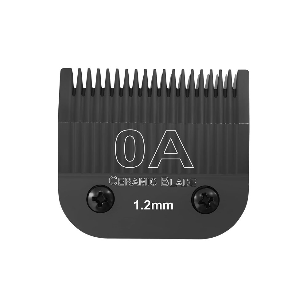 0A Ceramic carbon injection detachable 1.2mm scissors blade Compatible with Ainds, Oster A5, Wahl KM-10 and Other Series Clippers,Size 0A, 3/64 -Inchcut length chrome plated1.2mmblack