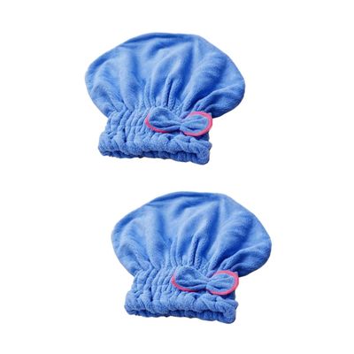 FRCOLOR 2pcs Bowknot Hair Drying Cap Fast Drying Coral Fleece Shower Cap Elastic Design for Daily Use Gym and Travel Random Side Knot Colors