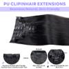 Seamless Clip in Hair Extensions Real Human Hair Straight Remy Human Hair Clip in Extensions for Women, Natural Soft Silk Straight Human Hair PU Thin Weft 8Pcs 120g 20inch #1B Natural Black view 2