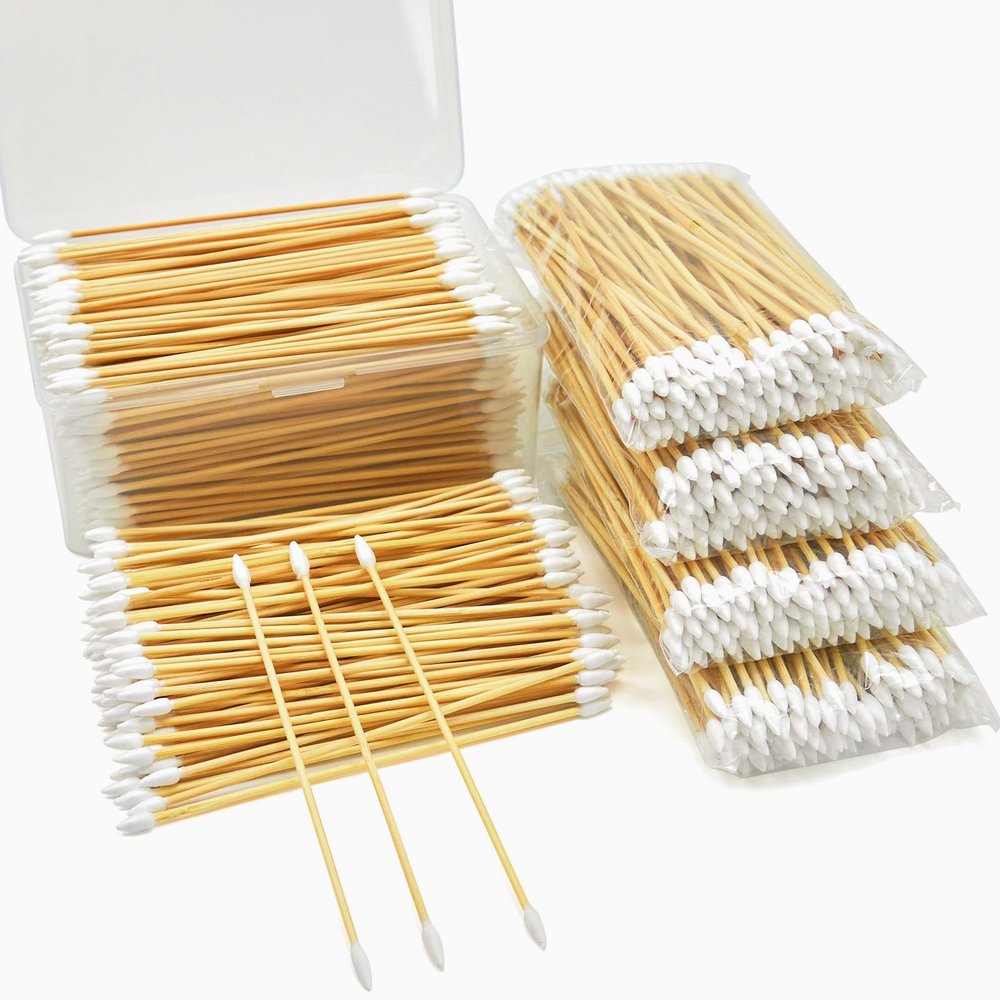 6" Gun Cleaning Swabs Double Ended, Pointed Tipped on Bamboo Sticks - Highly Absorbent, Lint Free Gun Cleaning Supplies Swabs, 400PCS in Storage Box
