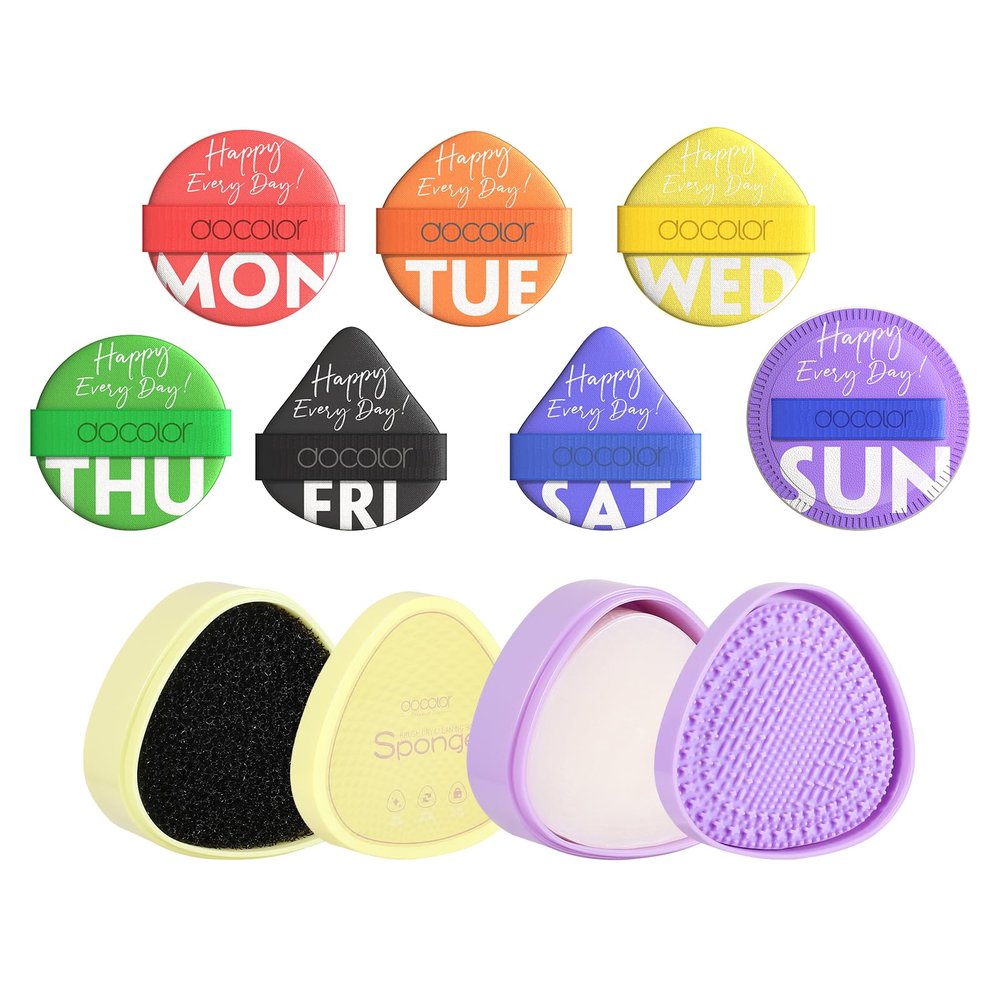 Docolor Makeup Brushes Cleaner Set with Powder Puffs for Face Powder 3 Shapes Powder Puff for Loose Powder, Mineral Powder or Liquid Cosmetic Foundation, Makeup Sponge Beauty Makeup Tools