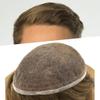 SINGA HAIR Toupee for Men - Natural Lace Front Hair Piece System, Replacement Hairpiece, Medium Light Brown Grey Hair Wig Unit, 8''X10'' #520, 120% Medium Light Density view 1