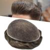Swiss Full Lace Mens Toupee European Real Human Hair Replacement System for Men Hairpiece Natural Hairline Man Hair Unit Wigs 7''X9'' #440 Medium Brown+40% Gray 100% Light to Medium view 1
