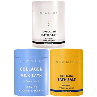 Collagen Spa Bath Gift Set - Pack of 3 Turmeric Arnica Orange Magensium Epsom Salt Milk Bath