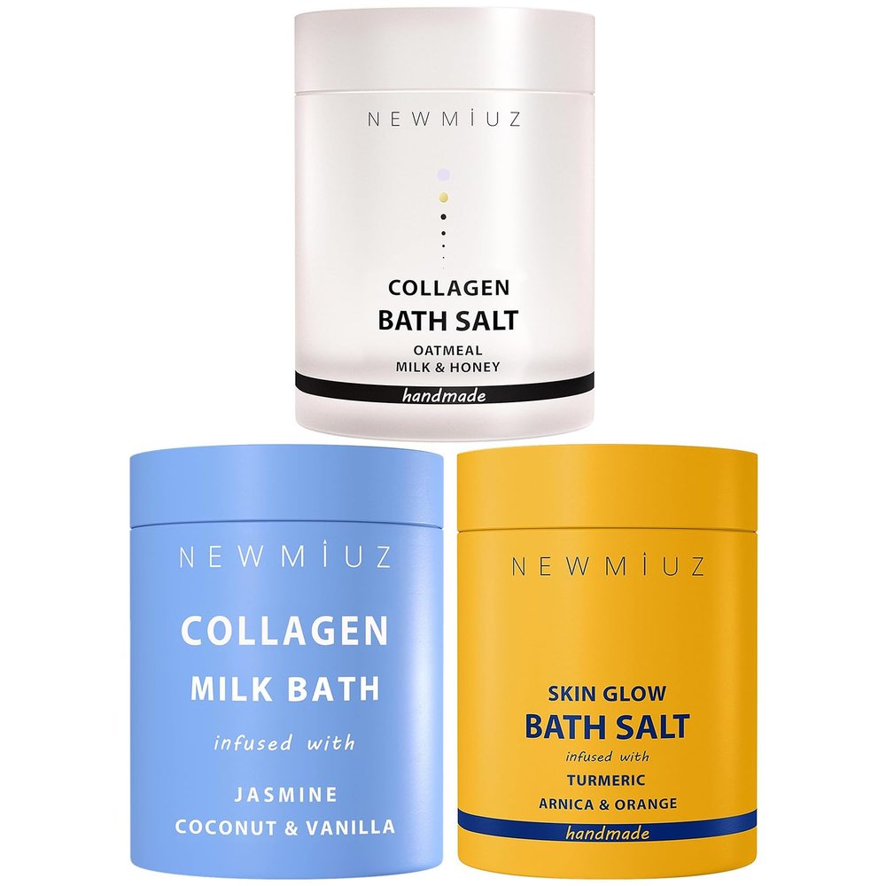 Collagen Spa Bath Gift Set - Pack of 3 Turmeric Arnica Orange Magensium Epsom Salt Milk Bath