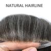 SINGA HAIR Toupee for Men Hair Replacement System Lace Mens Toupee Wigs Human Hair Piece Prosthesis Darkest Brown Grey Toupee Hair Units for Men 10''X8'' #250 view 3
