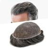 SINGA HAIR Toupee for Men Hair Replacement System Swiss Full Lace Mens Toupee Human Hair Piece Unit for Men Hair Prosthesis Patch 7''X9'' #230 Darkest Brown Grey view 1