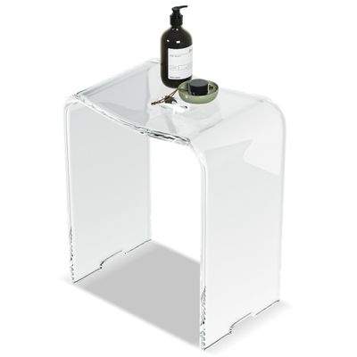 LFTYTUO Acrylic Anti-Skip Shower Bench, Clear Shower Stool for Inside Shower, Modern Shower Chair with Curved Seat & Water Leaking Hole 300LBS Weight Capacity