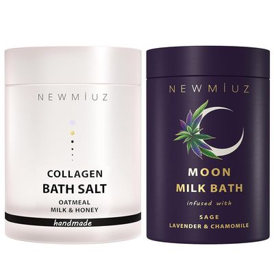 Luxury Spa Bath Salt Gift Set Pack of 2 - Collagen Magnesium Bath Salt - Spiritual Moon Milk Bath Sage Lavender Chamomile Himalyan Salt