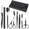 Professional Eyebrow Shaping Grooming Kit,8PCS/SET Eyebrow Grooming Kit with Leather Bag Eyebrow Trimming Kit With Razor Eyebrow Scissors Eyebrow Brush for Women & Men(Black) view 1