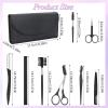 Professional Eyebrow Shaping Grooming Kit,8PCS/SET Eyebrow Grooming Kit with Leather Bag Eyebrow Trimming Kit With Razor Eyebrow Scissors Eyebrow Brush for Women & Men(Black) view 2