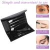 Professional Eyebrow Shaping Grooming Kit,8PCS/SET Eyebrow Grooming Kit with Leather Bag Eyebrow Trimming Kit With Razor Eyebrow Scissors Eyebrow Brush for Women & Men(Black) view 4