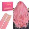 WENNALIFE Tape in Hair Extensions Human Hair Peach Pink, 10pcs 25g 18 inch Remy Hair Invisible Tape Ins Straight Colored Soft Refill Set Extensiones De Cabello Humano Con view 1