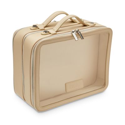 ETOILE - Large Twin Cosmetic Case Beige - Dual Compartment Cosmetic Beauty Organizer & Toiletry Case