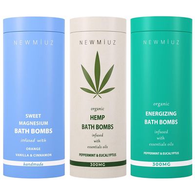 Energizing & Uplifting Fizzing Bubble Bath Bomb Gift Set Pack of 3 - Post Workout Recovery for Sore Muscles and Tension