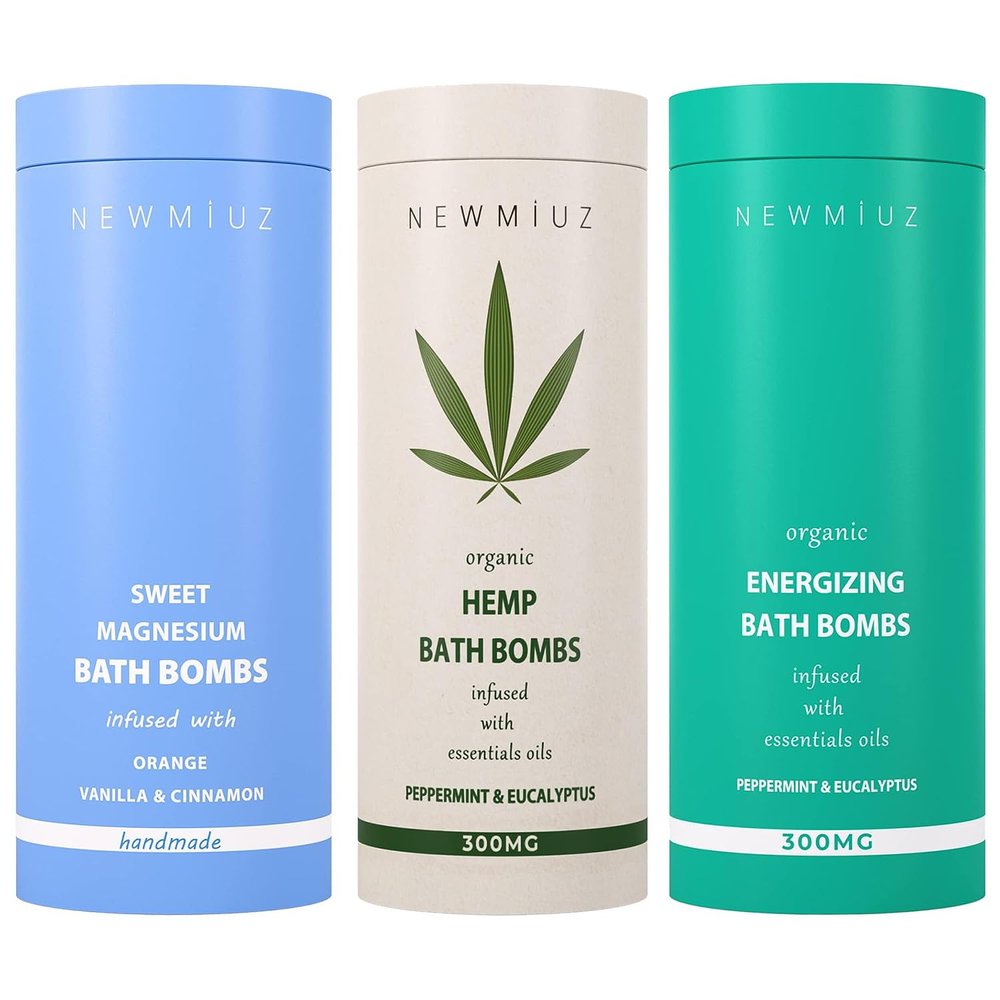 Energizing & Uplifting Fizzing Bubble Bath Bomb Gift Set Pack of 3 - Post Workout Recovery for Sore Muscles and Tension