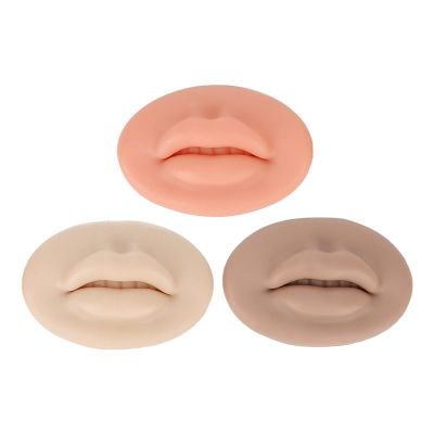3 Pieces 3D Silicone Lips Elastic Semi permanent Soft Real Skin Feeling Fake Lips Tattooing Practice Lips with Tooth Shape Real Lip Structure Easy Handling