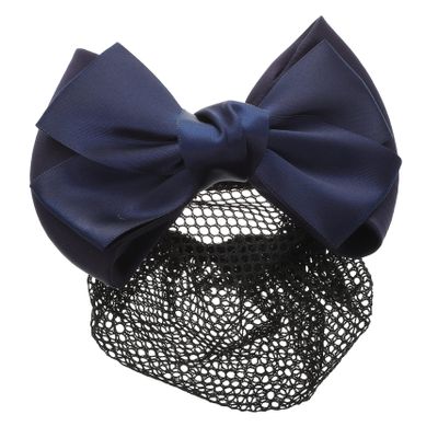 Bow Hair Clip with Removable Bun Net Pearl Studded Alloy