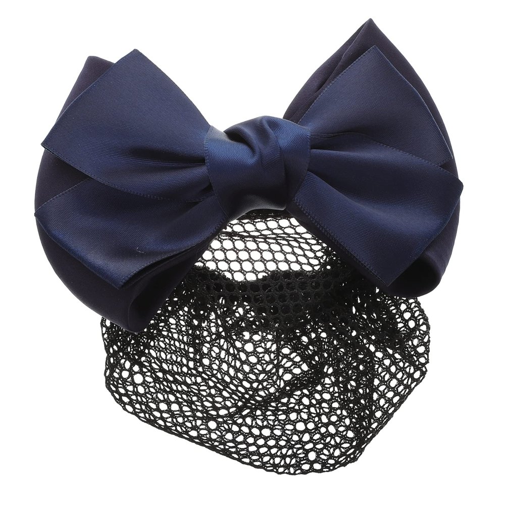 Bow Hair Clip with Removable Bun Net Pearl Studded Alloy