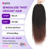 18 Inch Senegalese Twist Crochet Hair for Women Pre Looped Crochet Braids Micro Twist Crochet Hair Ombre Brown Small Braids with Natural Ends 8 Packs T30 view 2