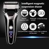 LEONYS Men's Shaver, USB Rechargeable Electric Shaver Stainless Steel Shaving Machine for Men 3D Triple Floating Blade Razor Shaver Barber Electric (Color : Silver with Box) view 2
