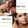 1000-Pack Bamboo Cotton Swabs Bulk (5x100 Round + 5x100 Pointed Tips) - Biodegradable Double Ended Swabs for Gun Cleaning, Pet Ear Care, Makeup & Electronics - Hypoallergenic & Lint-Free view 2