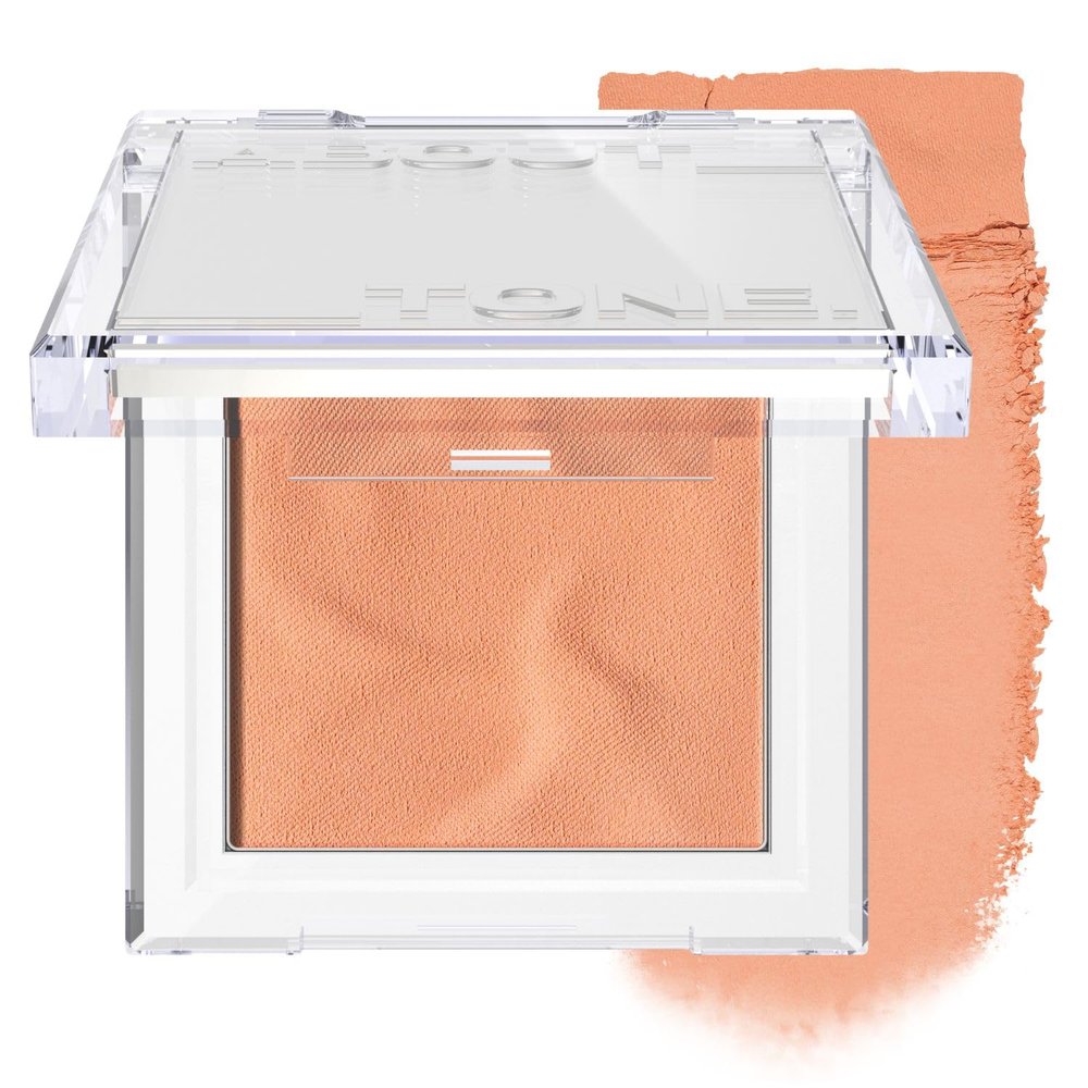 ABOUT TONE Fluffy Wear Blusher - Pressed Powder Cheek Blush with Airy and Soft Matte Blurring Finish Blendable & Buildable Natural Color Korean Makeup Vegan (03 TANGERINE ORANGE)