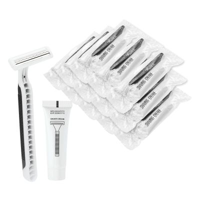 Disposable Razors in Bulk Pack of 30,Black Disposable Shaving Razors Individual Wrapped Twin Blade Bulk Disposable Razors with Clear Cap and 10g Shaving Cream for Homeless,Hotel,Travel,Charity,Shelter