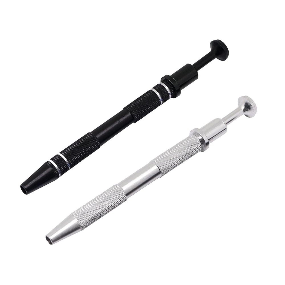 2 Pieces Piercing Ball Grabber Tool, SUNIYORS Stainless Steel Jeweler's Pick Up Tool, 4-Claw Pick up Tool Diamond Claw Tweezers for Tiny Objects Ic Chips Electronic Components (Black+Silver)