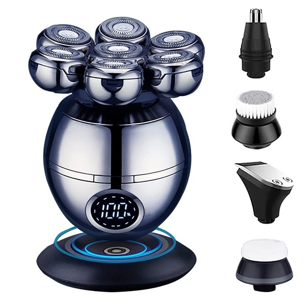 EKHOU Head Shavers for Bald Men, 7D Electric Shaver for Men Independently 7 Cutter Floating Head Waterproof Electric Razor Multifunction Trimmer with LCD Display