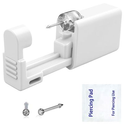SLVIEKAE Self Nose Piercing Kit -Nose Puncture Kits Disposable Nostril Perforated Kit-Self Nose Perforated Gun Kits Tool (silvery)