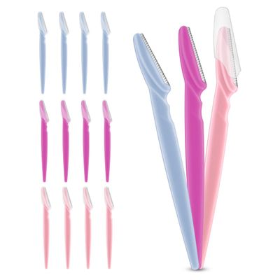 12 Pieces Eyebrow Razor for Women Face Razors Dermaplaning Tool Eyebrow Trimmer Facial Razor with Safety Cover Multipurpose Hair Removal Shaver with Precision for Men Professional Dermaplane Razor