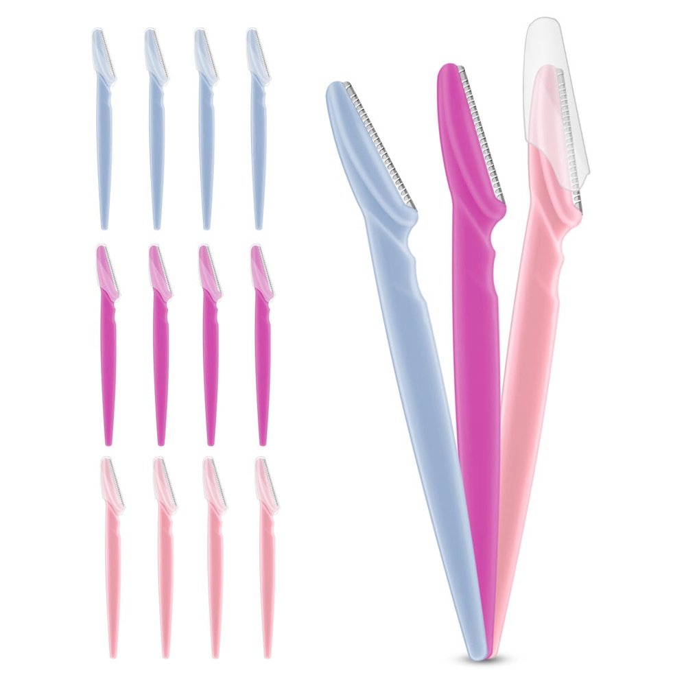 12 Pieces Eyebrow Razor for Women Face Razors Dermaplaning Tool Eyebrow Trimmer Facial Razor with Safety Cover Multipurpose Hair Removal Shaver with Precision for Men Professional Dermaplane Razor