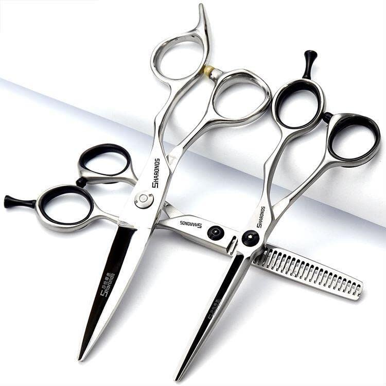 5.5/6 Inch Hair Scissors Scrub Hair Scissors for Barber (5.5 + 6 Inch 3-Piece Set)