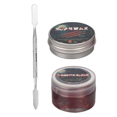 Halloween SFX Makeup Kit, Bruise Makeup Face Body Painting Scar Wax and Fake Blood with Scraper, Form Scar Wound Safe Skin Friendly Multi Purpose Special Effects Makeup Kit for Halloween Party