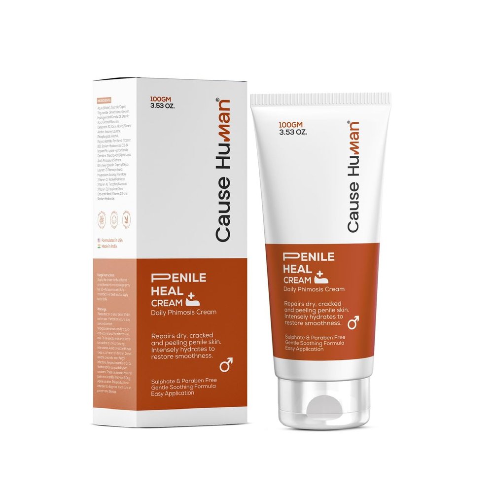 Cause Human Penile heal cream for phimosis, redness, dryness, and scarring of skin | Prevents Irritation | Phimosis Cream | Restores and Moisturizes skin | 100 ml (3.38 fl oz) | 60 days supply