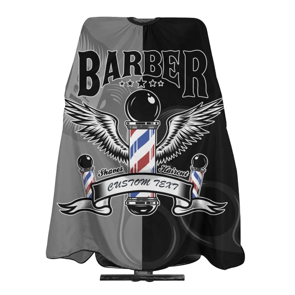 Custom Barber Cape Hairdresser Cape, Add Your Photo Text Logo Personalized Black Gray Barber Salon Cape for Men, Customized Hair Cutting Cape for Home Salon Barbershop