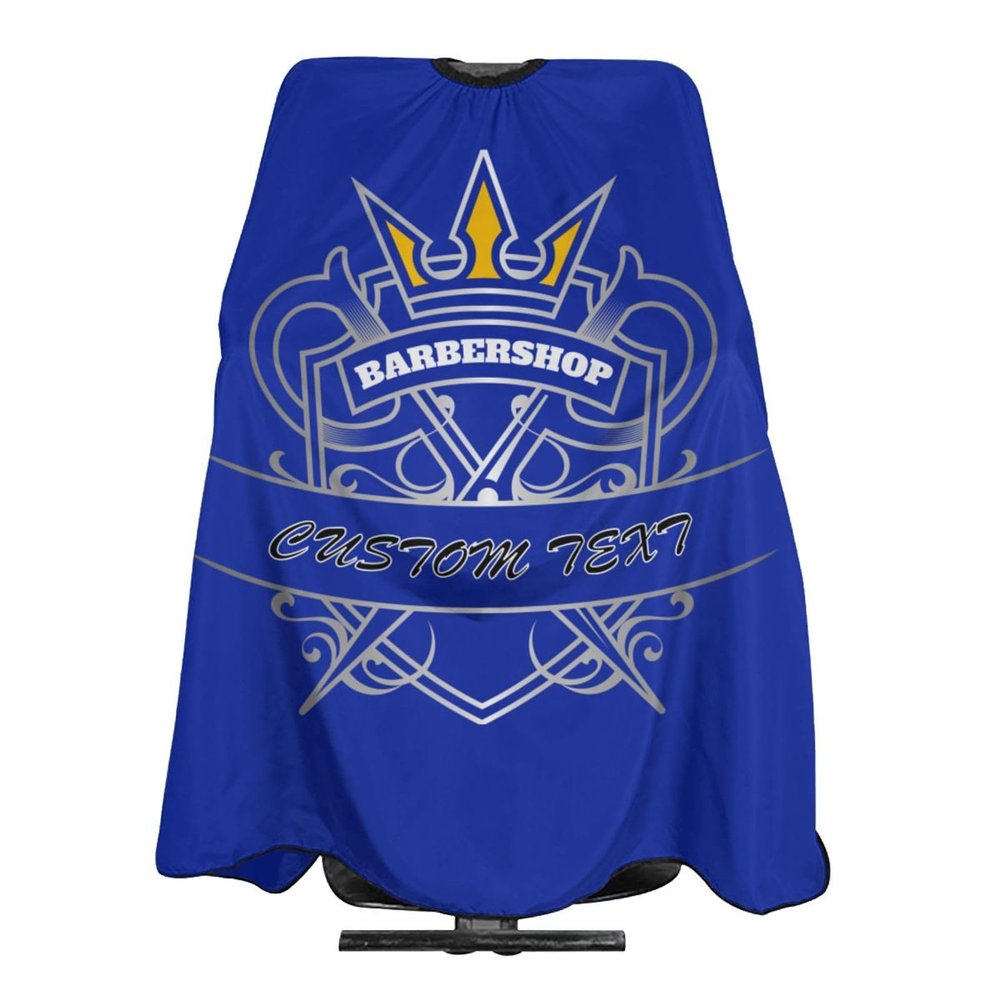 Custom Barber Cape Hairdresser Cape, Add Your Photo Text Logo Personalized Blue Barbershop Salon Cape for Men, Customized Hair Cutting Cape for Home Salon Barbershop