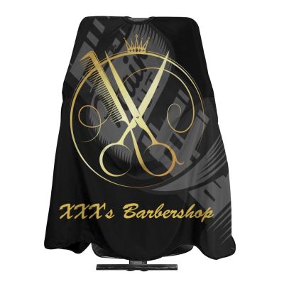 Custom Barber Cape Hairdresser Cape, Add Your Photo Text Logo Personalized Gold Barber Salon Cape for Men, Customized Hair Cutting Cape for Home Salon Barbershop