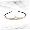 FRCOLOR Bride Headband Shining Rhinestones Elegant Wedding Headdress for Women Lint Hair Accessory for Bridal Parties and Special Occasions view 3