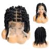 PIB 12'' Single Full Lace Wig Spring Twist Square Parted Knotless Braided Wigs for Black Women Synthetic Lace with Natural Baby Hair (#1B Off Black, 12") view 1
