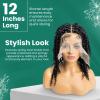 PIB 12'' Single Full Lace Wig Spring Twist Square Parted Knotless Braided Wigs for Black Women Synthetic Lace with Natural Baby Hair (#1B Off Black, 12") view 2