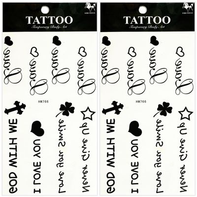 Christian Quotes Tattoo Men Women Waterproof Temporary Tattoo Sexy Body Arm Leg Chest Shoulder Fashion Sticker Decal Festival Body Paint (Pack 2 PCS.)