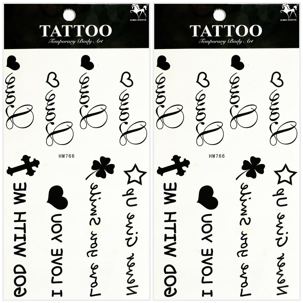 Christian Quotes Tattoo Men Women Waterproof Temporary Tattoo Sexy Body Arm Leg Chest Shoulder Fashion Sticker Decal Festival Body Paint (Pack 2 PCS.)
