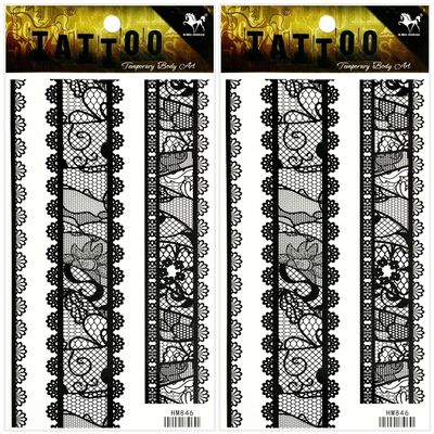 Flower Waterproof Temporary Black Tattoo for Man Women Fake Tattoos Arm Leg Chest Shoulder Sticker Decal Festival Body Paint (Pack 2 PCS.)