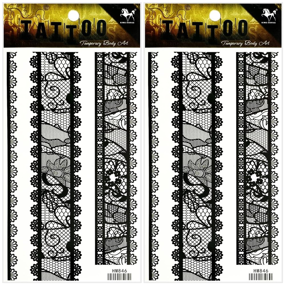 Flower Waterproof Temporary Black Tattoo for Man Women Fake Tattoos Arm Leg Chest Shoulder Sticker Decal Festival Body Paint (Pack 2 PCS.)